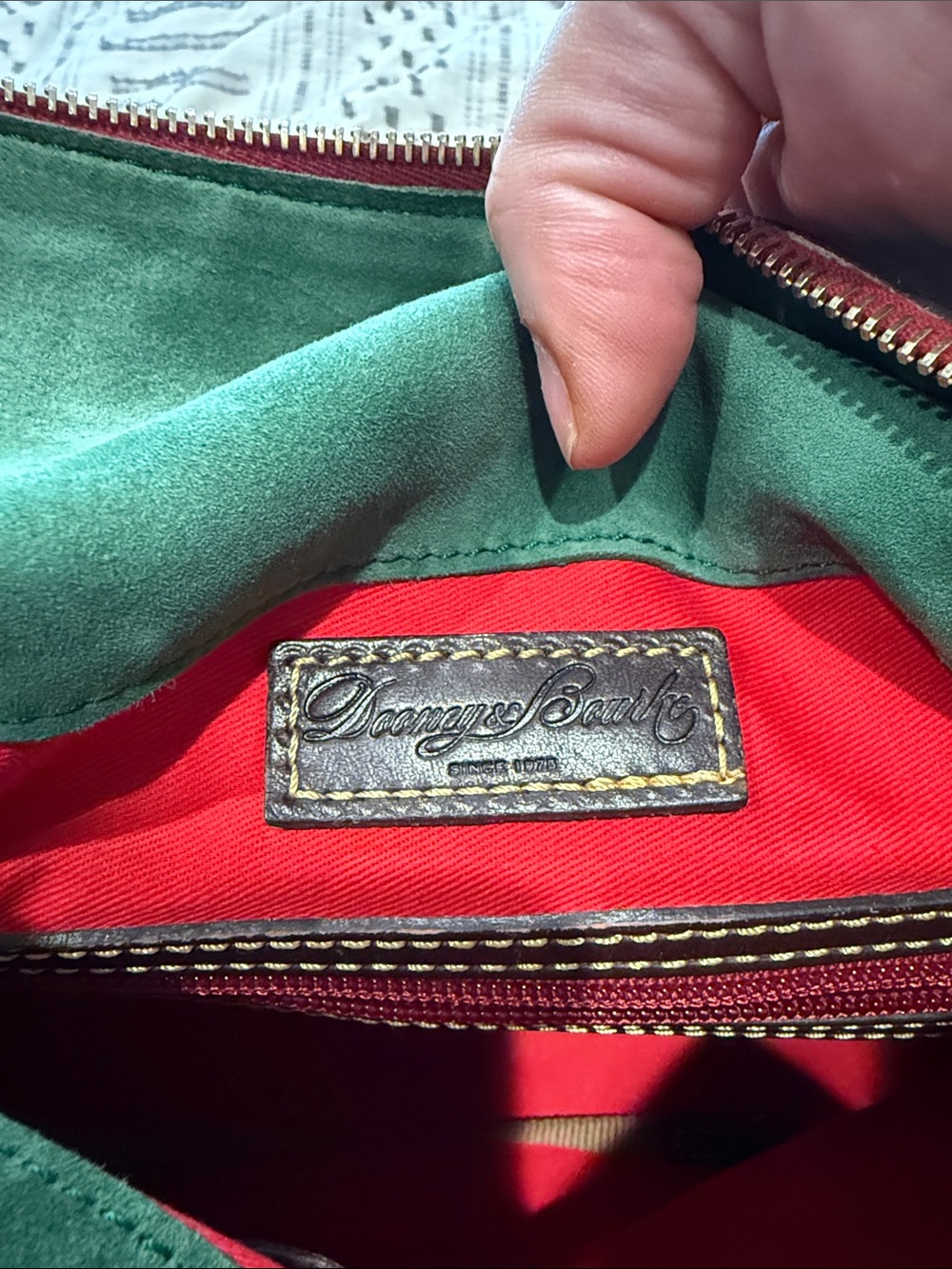 Dooney & Bourke Teal Leather Hobo Bag Teagan purse designer suede DB turquoise - Picture 9 of 11